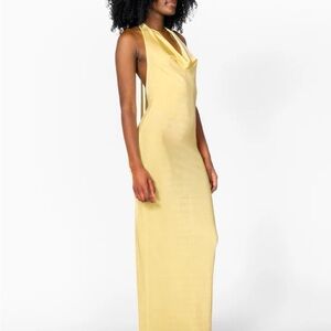 437 Yellow Halter Maxi Dress